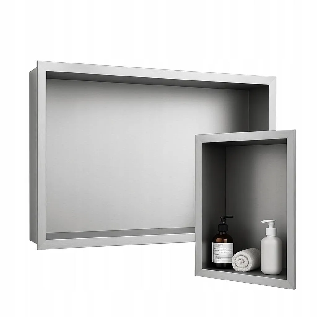 Niche de douche murale en métal chromé : Étagère suspendue style épuré