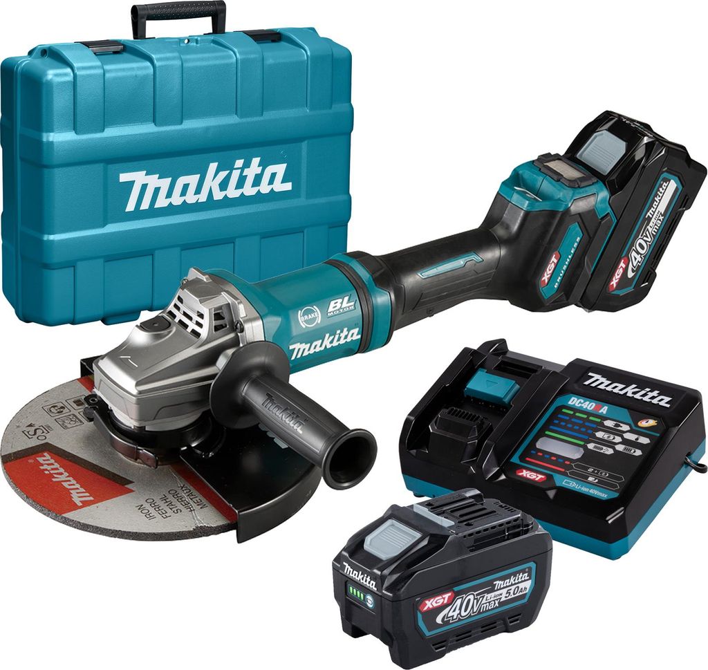 Makita GA038GT201 Akku-Winkelschleifer Ø 230 mm 40 V max. / 2x 5,0 Ah Akku + Ladegerät in Koffer