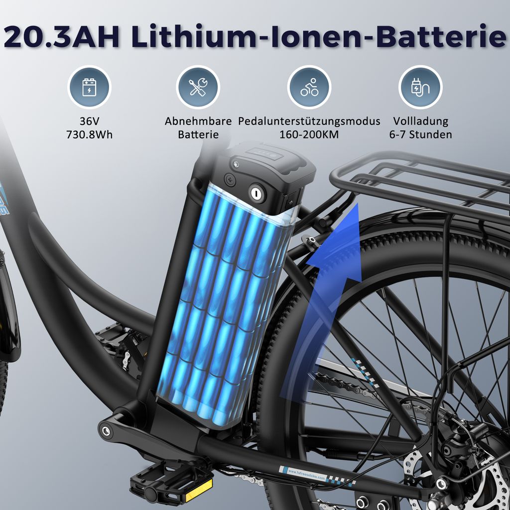 E-Bike 26 Zoll bis zu 160 - 200 km Wasserdicht IP54 Produktbild 6