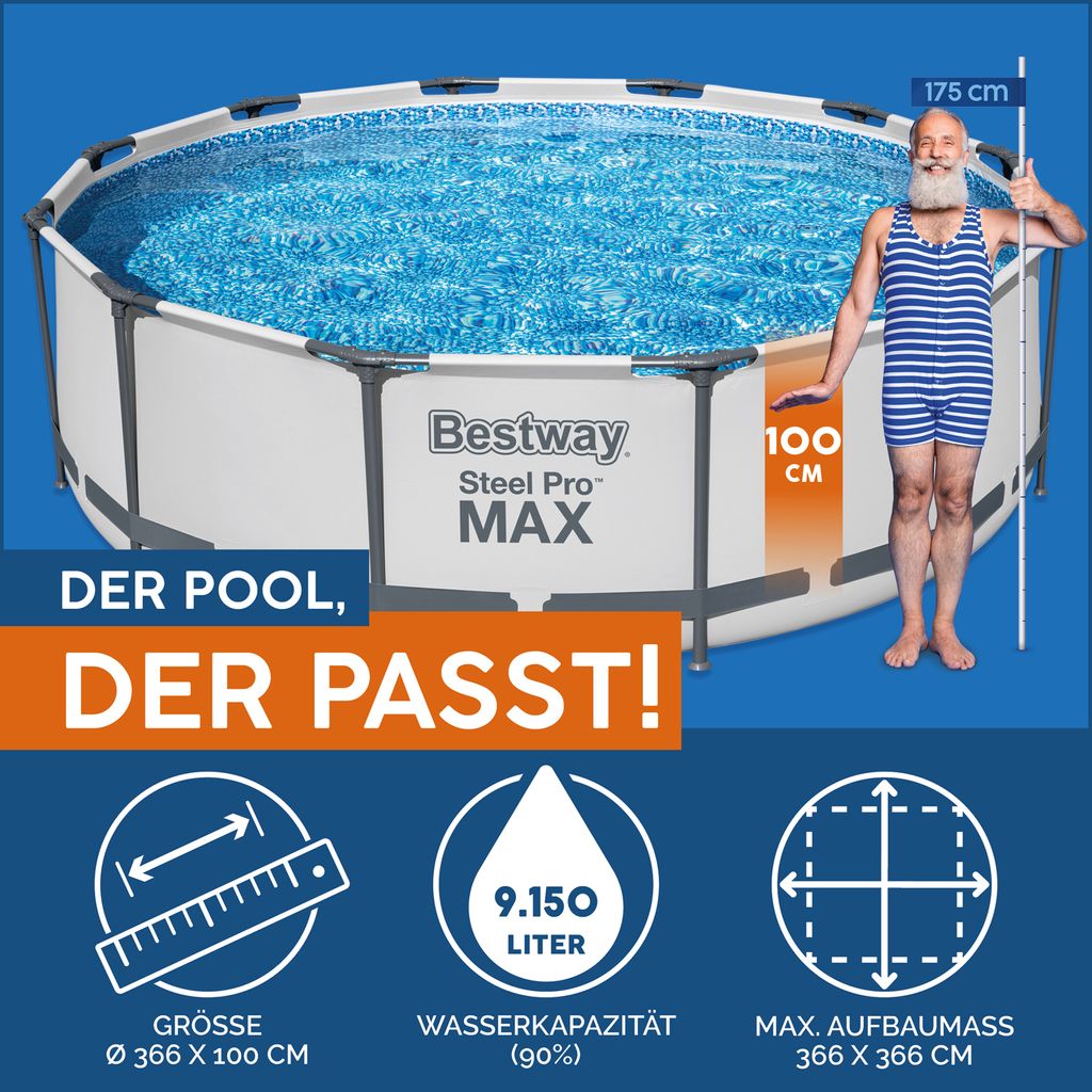 Steel Pro Max™ Frame Pool Komplett-Set, rund, mit Produktbild 62