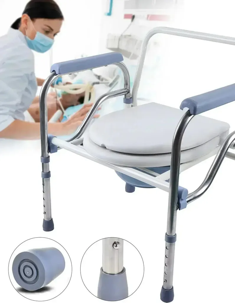 Chaise de commode inox 150kg blanche - Hauteur ajustable 65-75 cm - 12