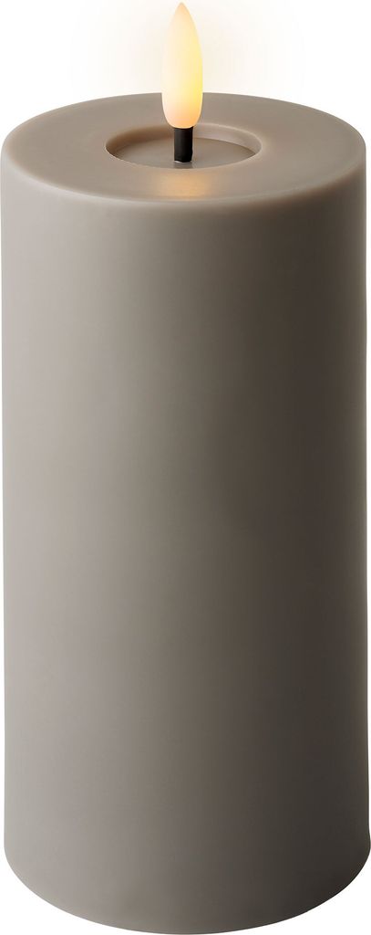 LED Kerze mit Timer Outdoor 7x17cm Kunststoff Grau / Produktbild 