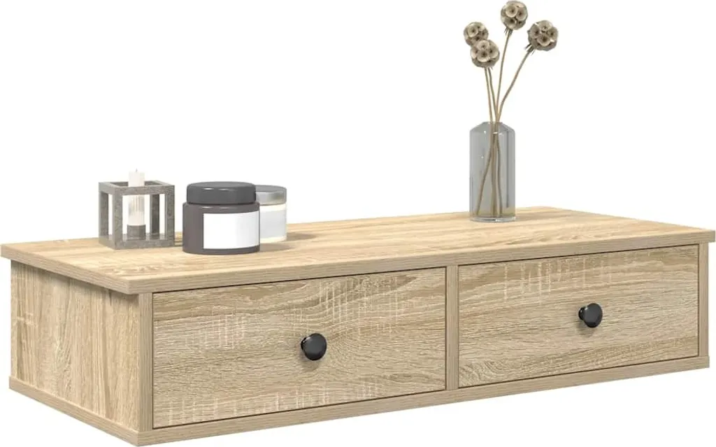 Mensola Moderna 80x34x17 cm Rovere Sonoma con Cassettiere Parete