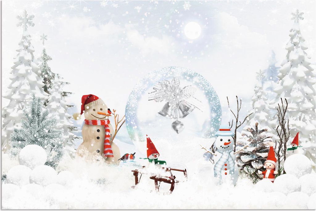 ARTland Wandbild Alu für Innen & Outdoor Weihnachtsmärchen Größe: 90x60 cm