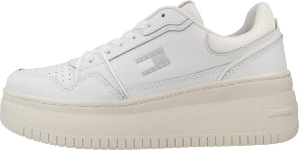 Baskets Plateforme Femme Tommy Jeans Retro Basket - Sneakers Blanches