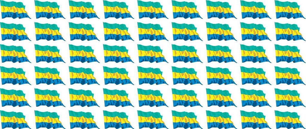 Mini Aufkleber Set - Pack wehend - 20x12mm - selbstklebender Sticker - Fahne - Gabun - Flagge / Banner / Standarte fürs Auto, Büro, zu Hause und ...