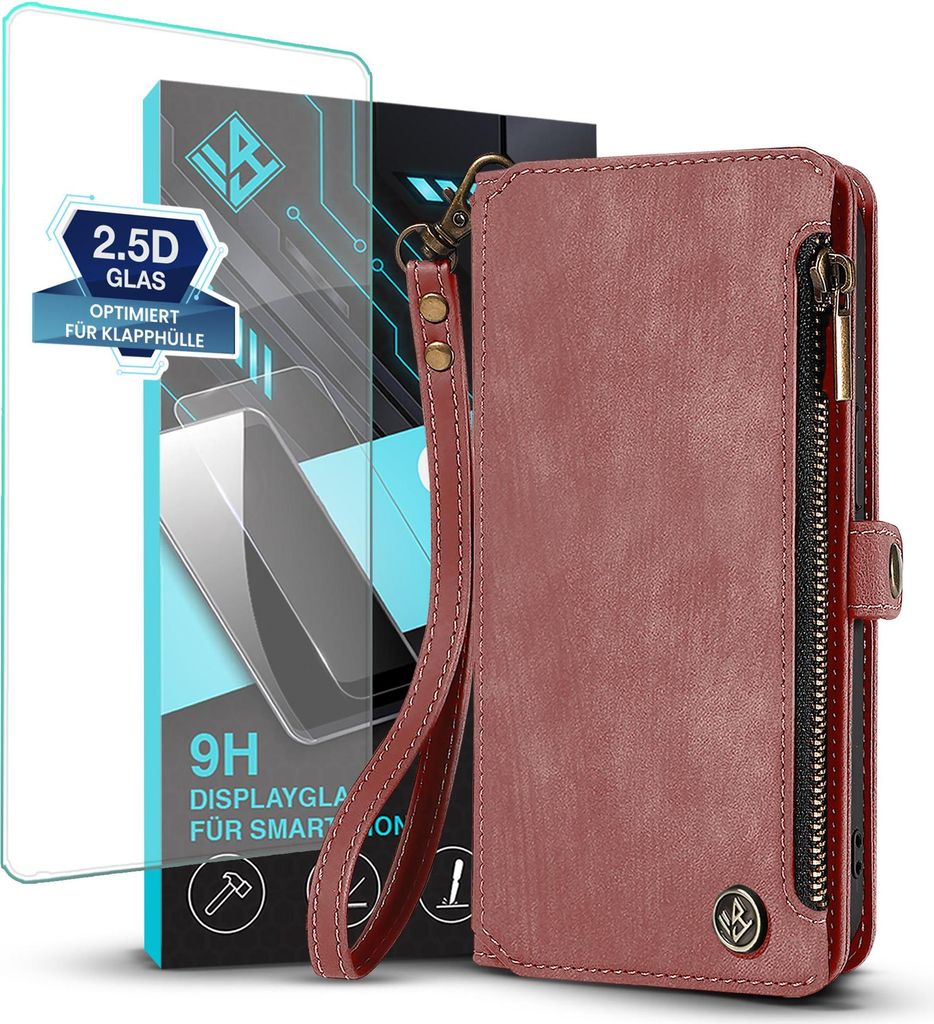 Handy Hülle für Samsung Galaxy A26 5G Geldbeutel Geldbörse RFID Schutz Klapphülle Cover Schutzhülle Wallet mit 9H Displayglas Displayschutz Fa...
