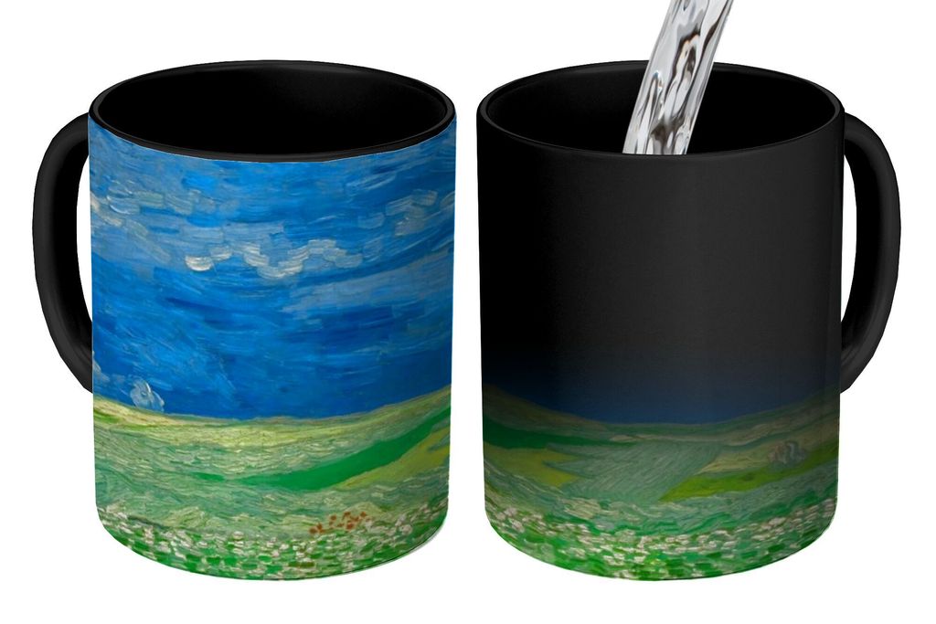 KitchenYeah Zauber Tasse Zaubertasse Magic Weizenfeld unter Gewitterwolken - Vincent van Gogh 350 ml Farbwechsel Becher Geschenk Geschenkidee - M...