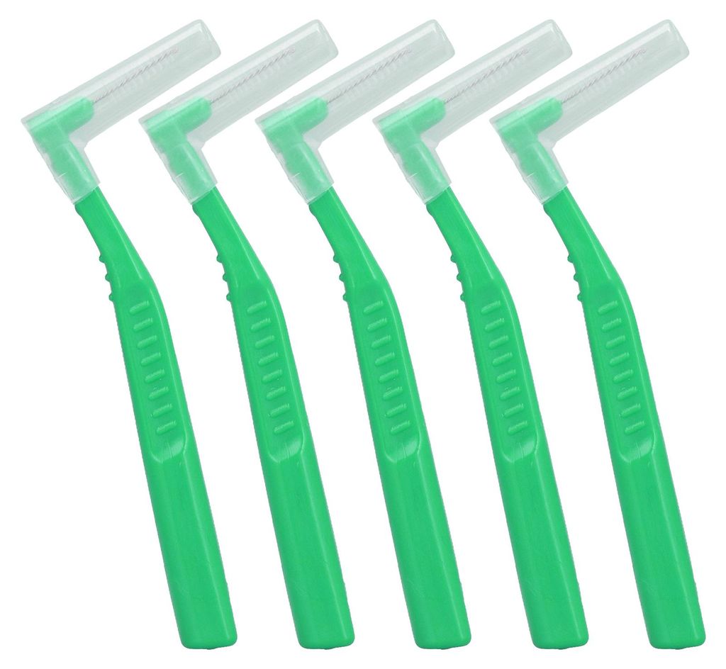 5 Stück L-förmige Interdentalbürsten zur effektiven Reinigung, Plaqueentfernung und Zahnpflege (Grün)