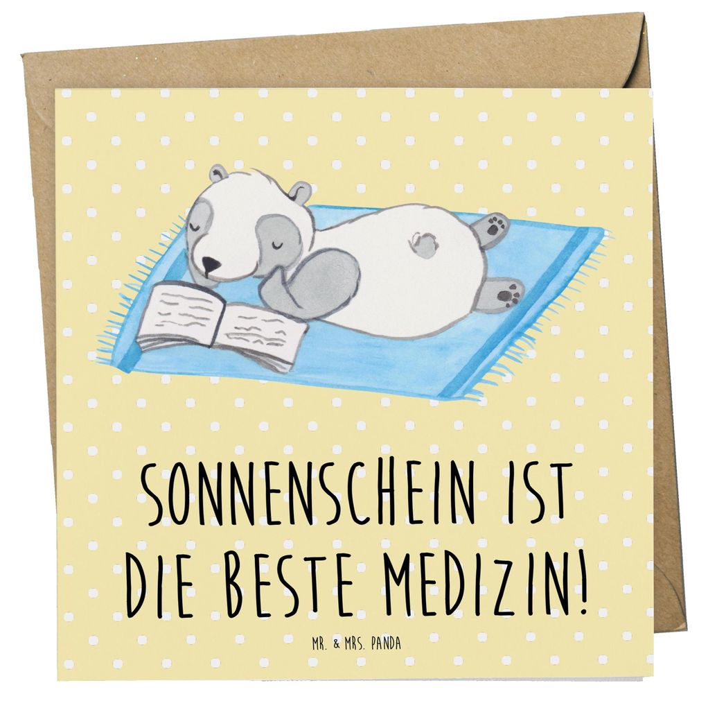 Mr. & Mrs. Panda Grußkarte Sommer Sonnenschein - Gelb Pastell - Geschenk, Glückwunschkarte, anlasskarte, Sommerprodukte, Frühling, Klappkarte, H...