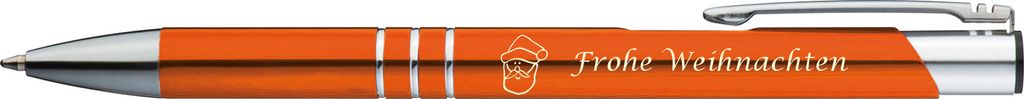 10 Kugelschreiber mit Gravur "Frohe Weinachten" / aus Metall / Farbe: orange