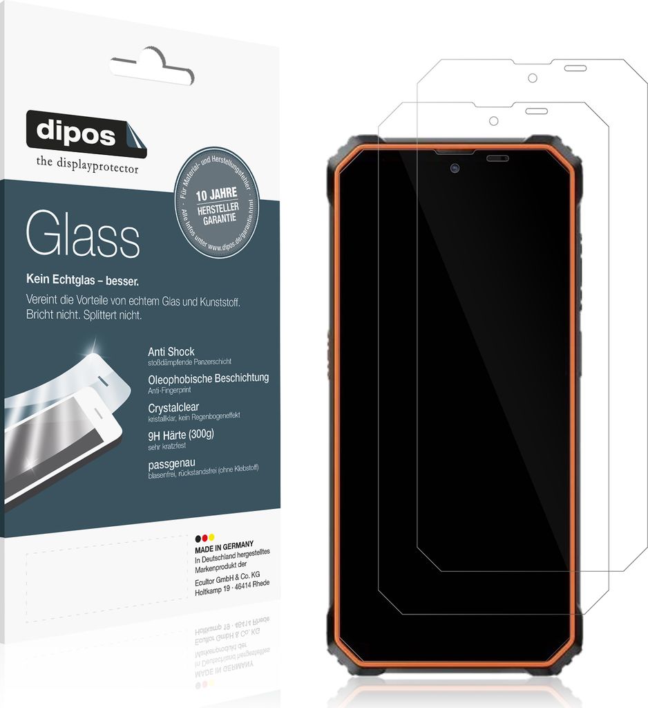 2x Schutzfolie für Blackview BV6200 Plus - Anti-Shock 9H Folie dipos Glass Kunststoffglas
