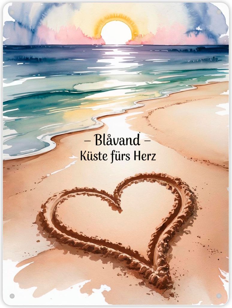Blåvand – Küste fürs Herz Metallschild XL in 21x28 cm