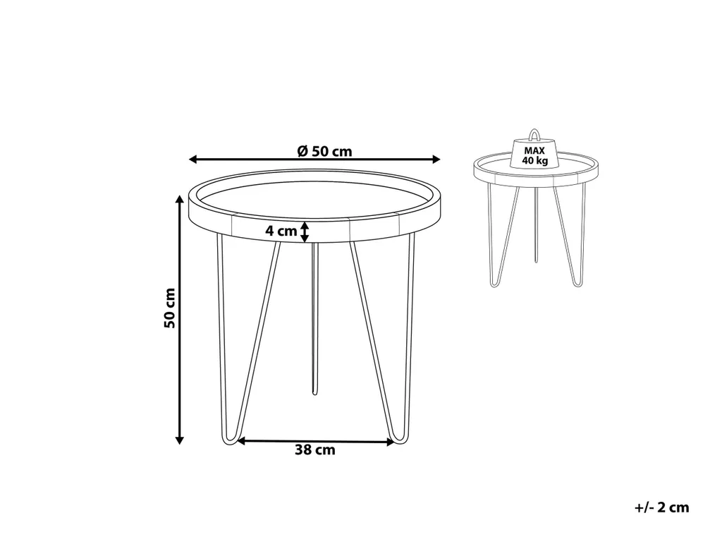 Table d'appoint stable bois brun 50cm pour optimiser votre espace - 3