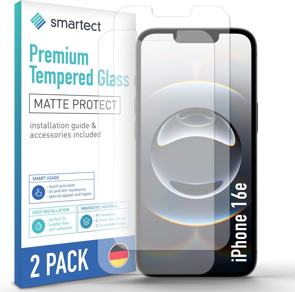 2x Schutzglas Panzerfolie Matt für iPhone 16e Displayschutz Hartglas Glas