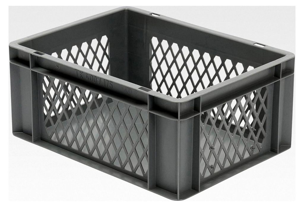 Eurobehälter 40 x 30 cm - Höhe 17,5 cm - Durchbrochen grau