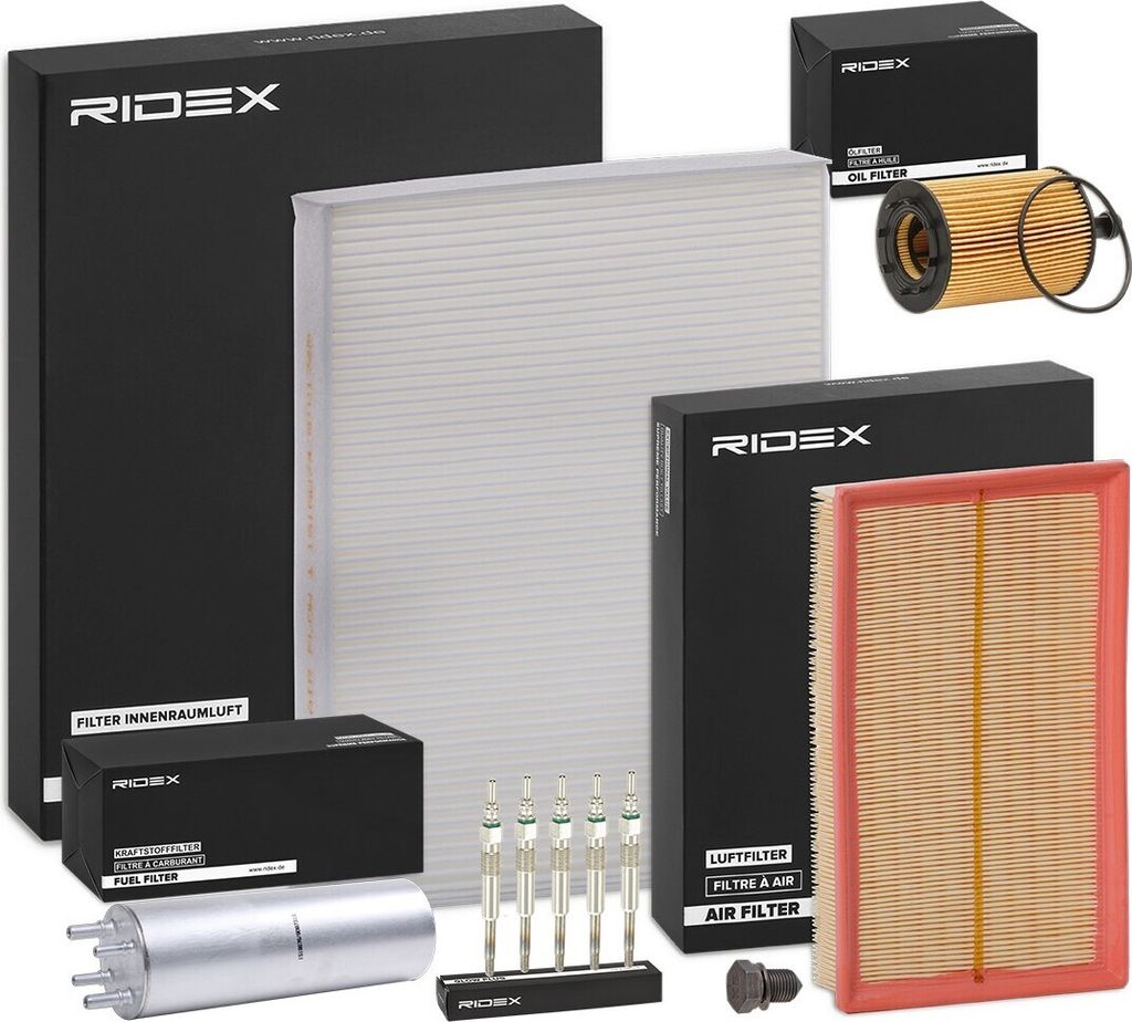 RIDEX Inspektionspaket Filterset für VW Transporter V Bus (7HB, 7HJ, 7EB, 7EJ, 7EF, 7EG, 7HF, 7EC) Multivan V (7HM, 7HN, 7HF, 7EF, 7EM, 7EN)