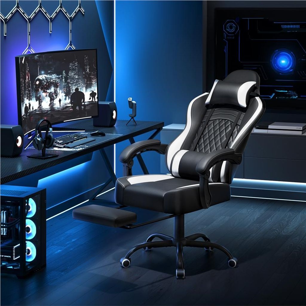 Yaheetech Gaming Stuhl mit Massagefunktion, ergonomischer Produktbild 