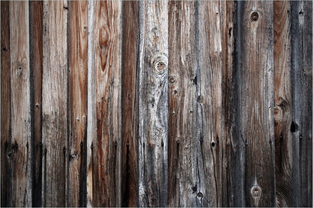 Wallario Poster - Alte Holzwand - Holzplanken in grau und braun, Kunstdruck Größe: 100 x 150 cm