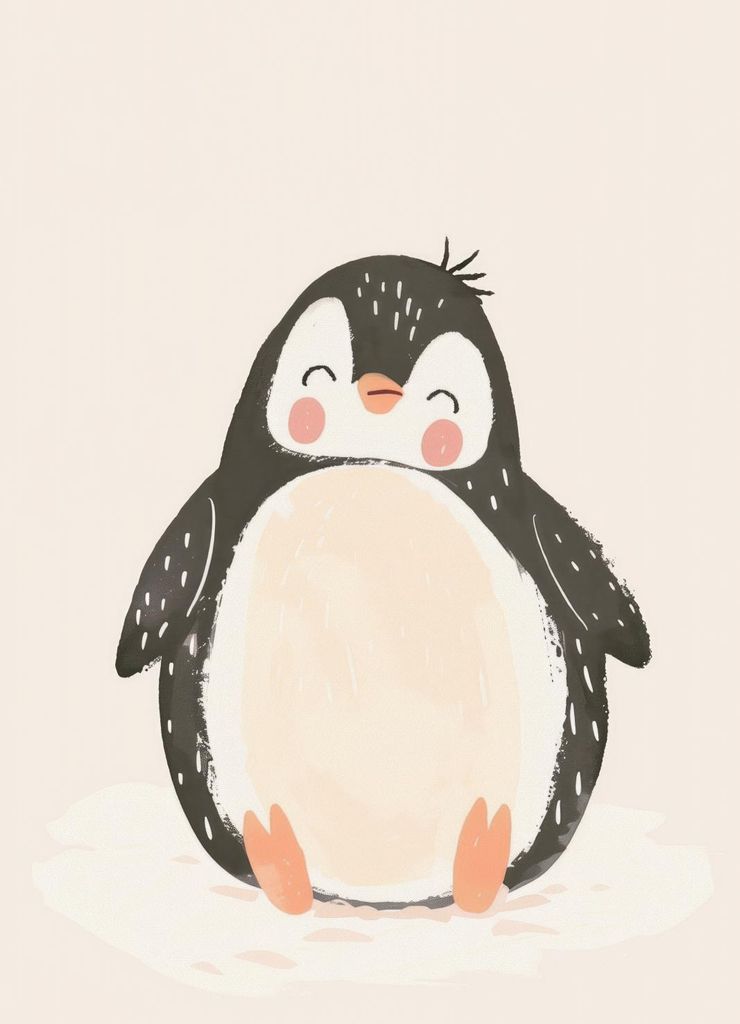 Plakat 13x18cm Muster für Kinder, Mädchen und Jungen - Pinguin 2