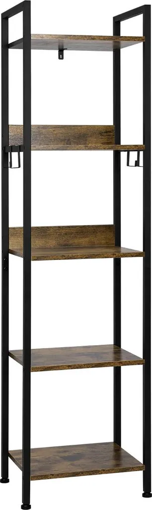 Étagère colonne gain de place 40cm - Bibliothèque stable 5 niveaux