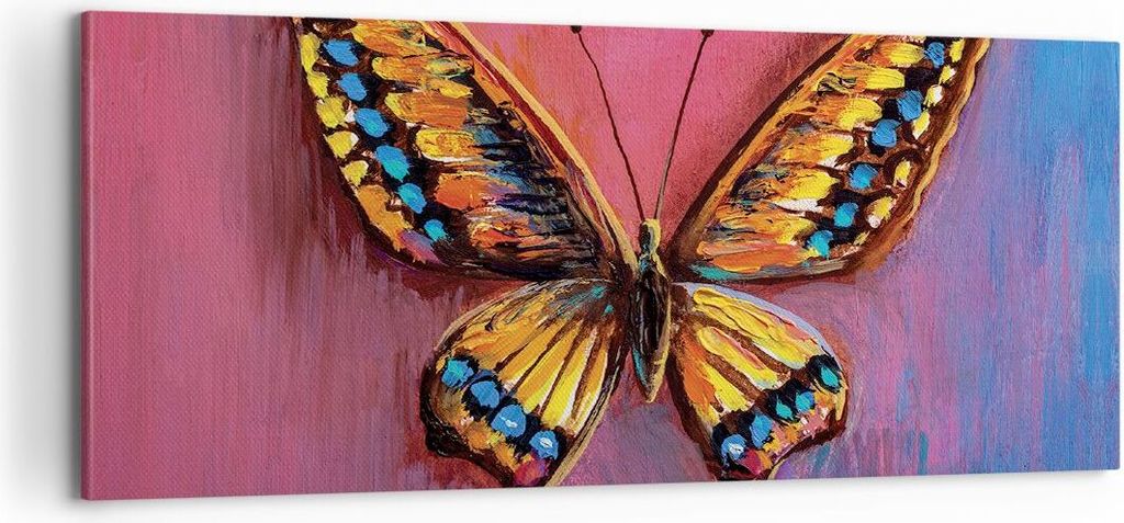 Bild auf Leinwand - Leinwandbild - Einteilig - Schmetterling bunt gemalt - 100x40cm - Wand Bild - Wanddeko - Wandbilder - Leinwanddruck - Bilder - ...