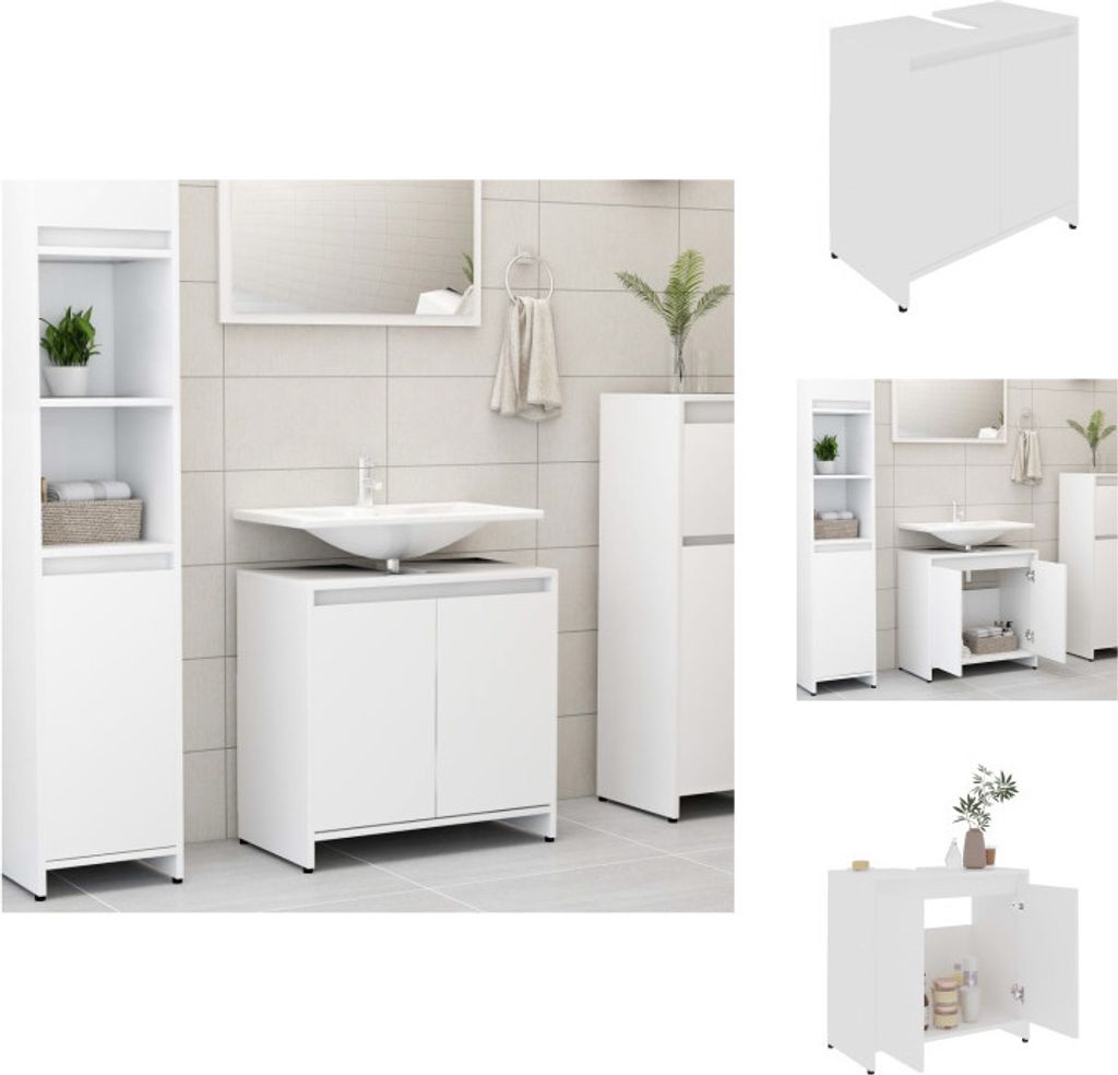 vidaXL Badezimmerschrank Weiß 60x33x61 cm Holzwerkstoff - Badezimmermöbel-Sets