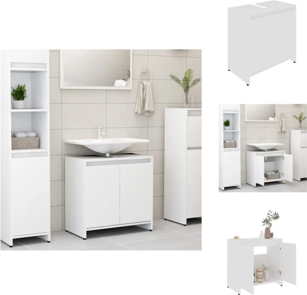 Arredo Bagno vidaXL Bianco 60cm - Mobile Sottolavabo in Legno Moderno