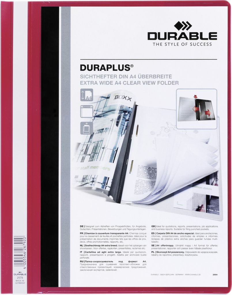 DURABLE Präsentationshefter DURAPLUS A4+, 257903 rot