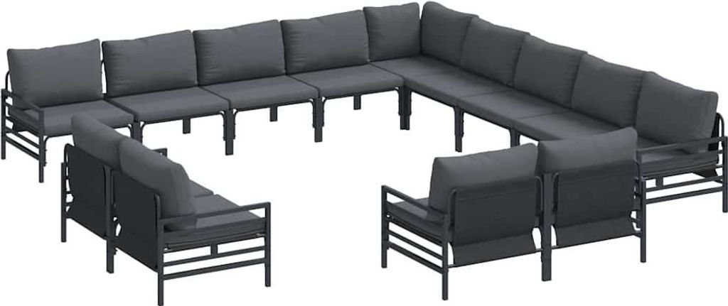 "2026 MODERNE" Gartensofa-set - elegantes Design - Sitzgruppe mit Sofa, Tisch - mit Kissen 13 pcs Schwarz Stahl - Terassenmöbel NeuMöbel592426