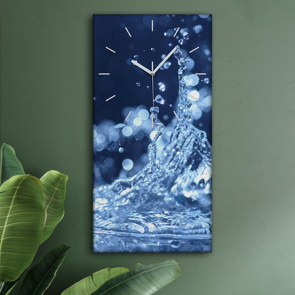 Wohnzimmer Leinwand Uhr Geräuschlos Küche 30x60 Spritzen, Wasser, Abstrakt, weiße Zeiger