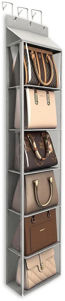 Rangement suspendu pour sacs et accessoires avec 6 cases et fermeture