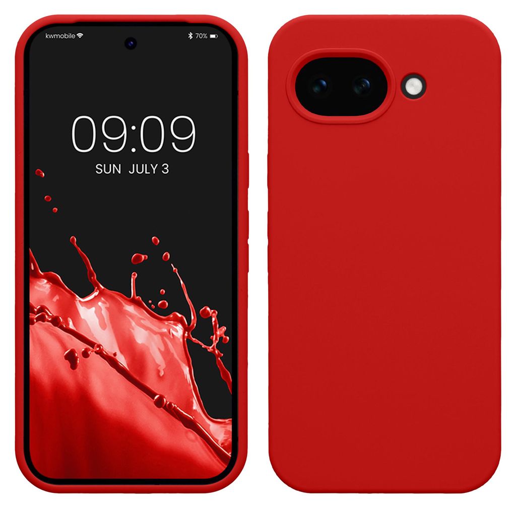 kwmobile Handyhülle für Google Pixel 10a Hülle - Case Silikon - Kabelloses Laden - Schutzhülle Cover in Klassisch Rot