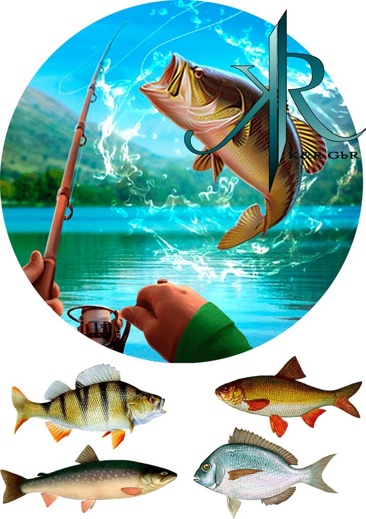Angler, Fisch,Haken. Tortenaufleger,Geburtstag,Tortendeko Produktbild 