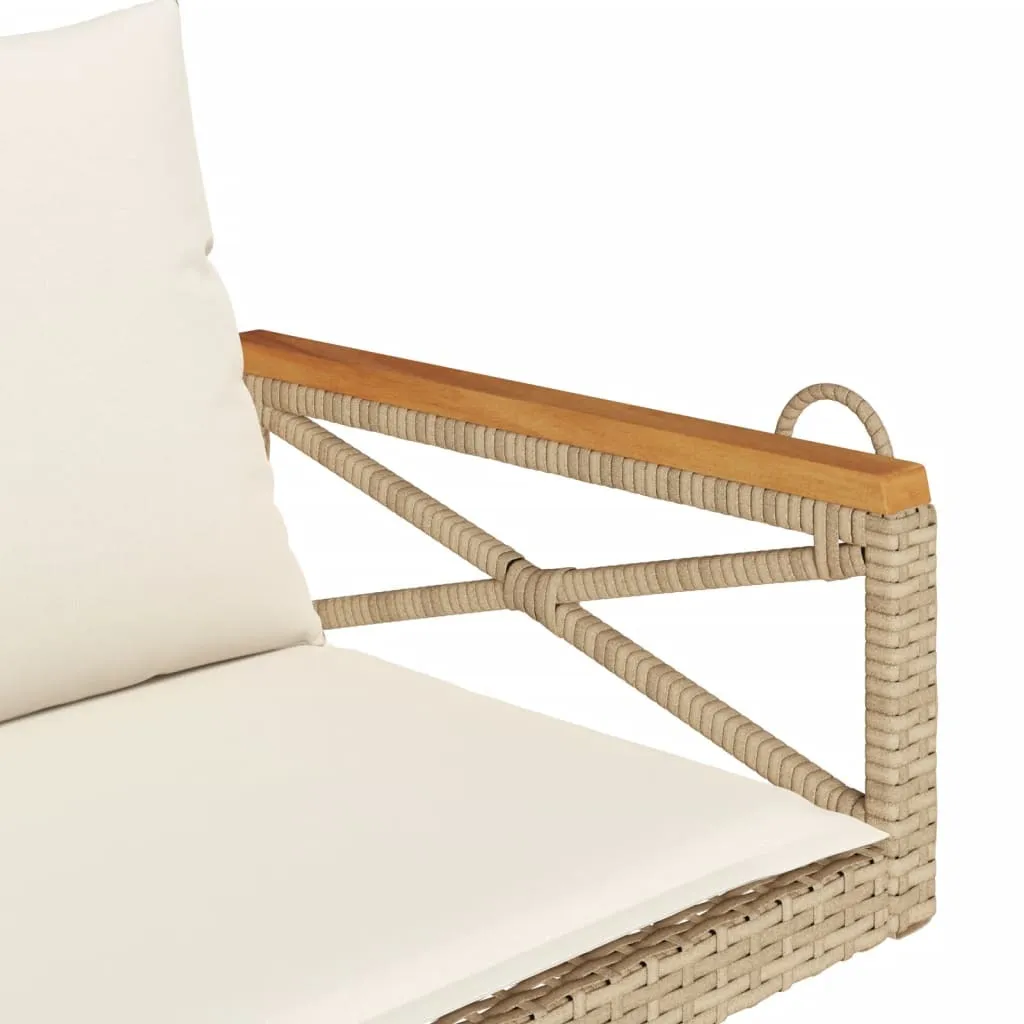 Banc suspendu pour balcon et jardin en polyrotin beige relaxant