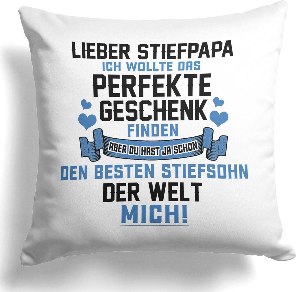 22Feels Stiefvater Geschenk von Stiefsohn Vatertag Geburtstag Bonus Papa Stiefpapa Kissen Deko Männer Herrentag Dekoration Patchwork Wohnaccessoir...