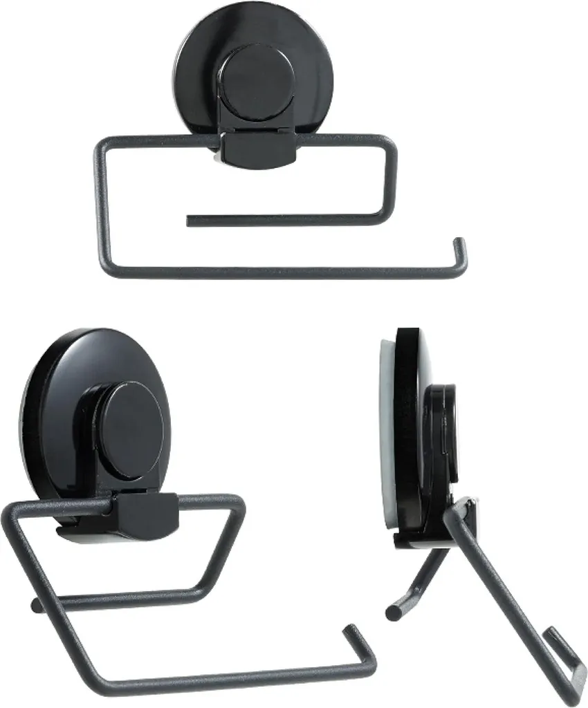 Support papier toilette noir mat sans perçage pour fixation murale