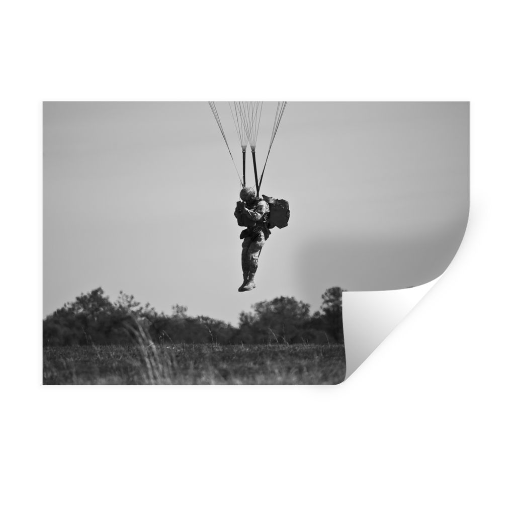 MuchoWow Wandtattoo Wandsticker Wandaufkleber Amerika - Schwarz - Weiß - Fallschirm 60x40 cm Selbstklebend und Repositionierbar - Wierderverwend...