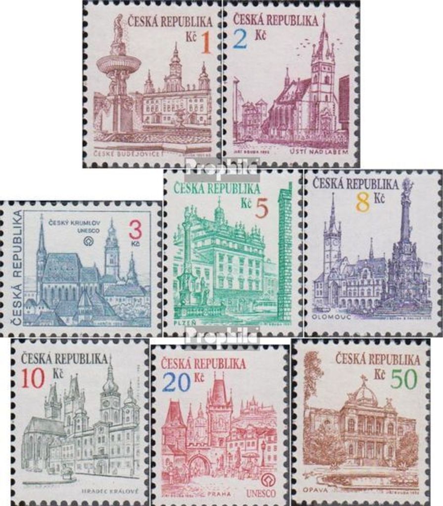 Briefmarken Tschechien 1993 Mi 12-19 (kompl.Ausg.) postfrisch Städte