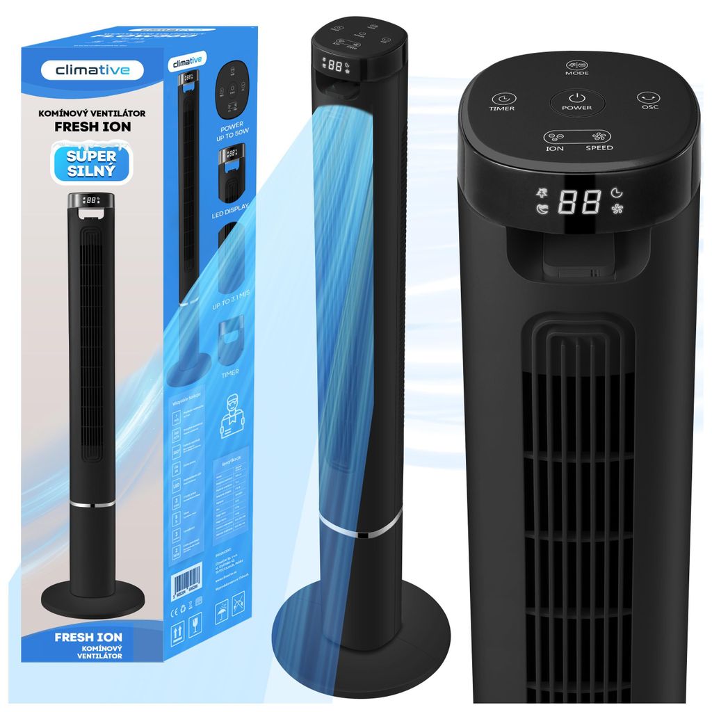 Výkonný tichý stĺpový ventilátor Climative Fresh ION, Obrázok produktu 