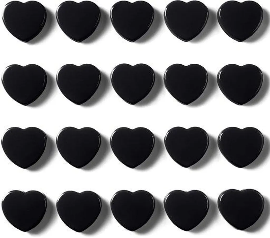 Mini Aimants en Forme de Cœur Noirs - Lot de 20 Petits Aimants Puissants