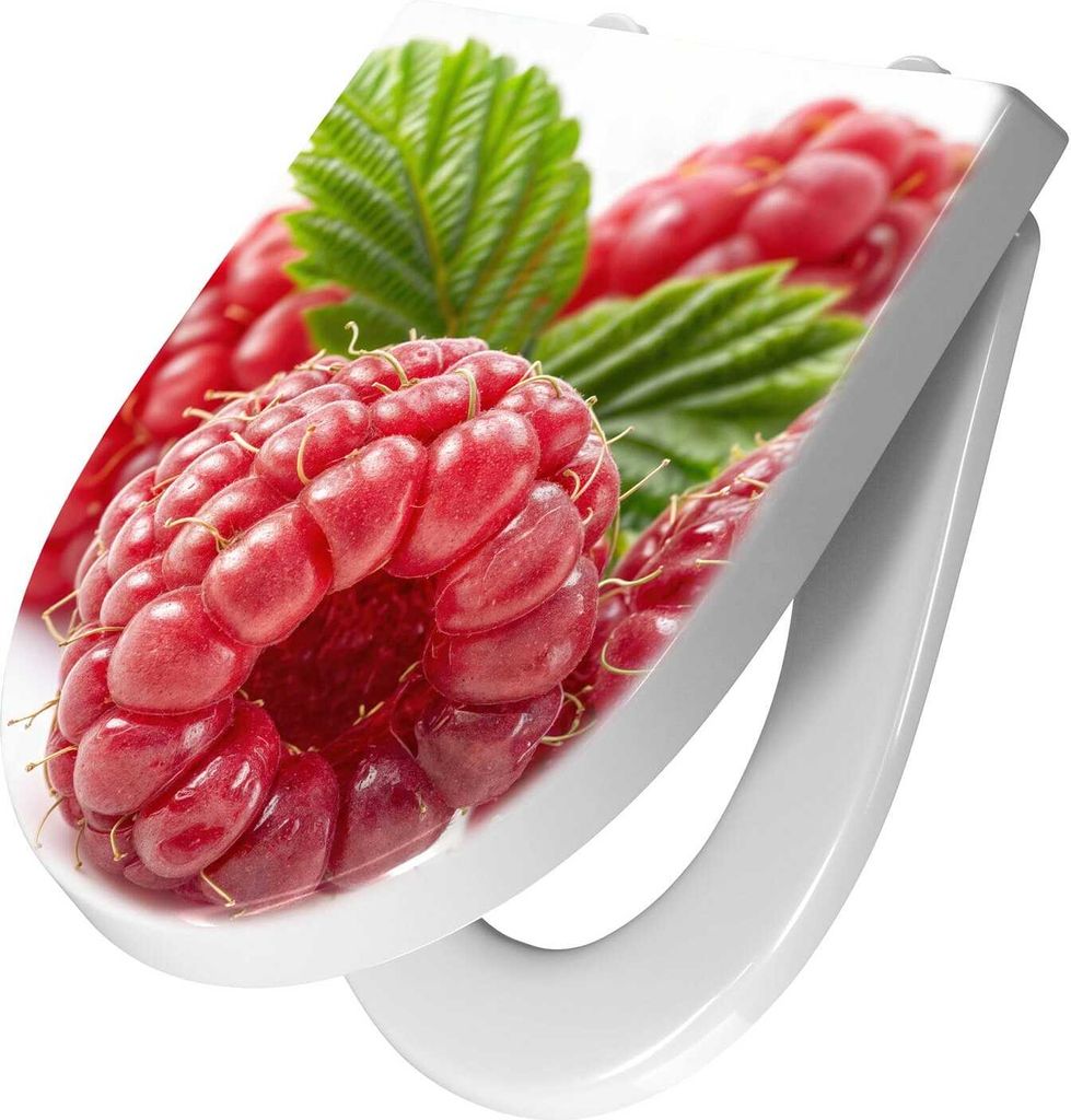 WC-Sitz mit Absenkautomatik, Softclose Scharnier mit Motiv Frische Himbeeren