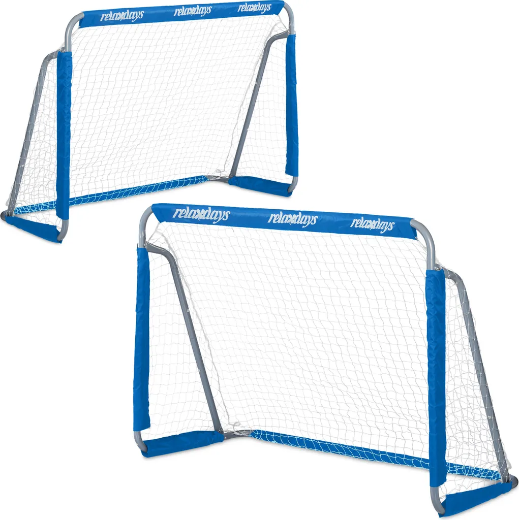 Cages de foot enfant bleues : Lot de 2 buts portables pour l'extérieur