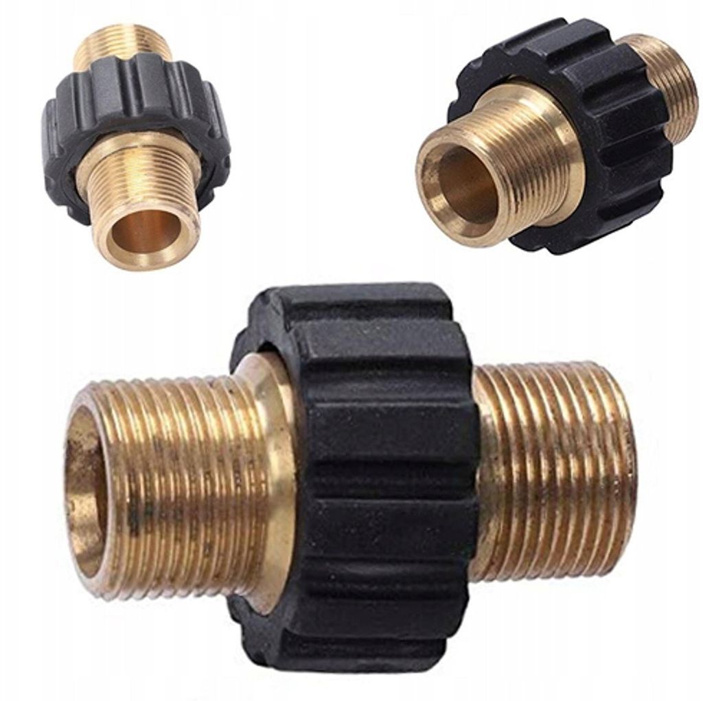 Rosfix Messingadapter für Hochdruckschläuche | 2x Außengewinde M22x1,5mm | Korrosionsbeständig | Zubehör für Hochdruckreiniger