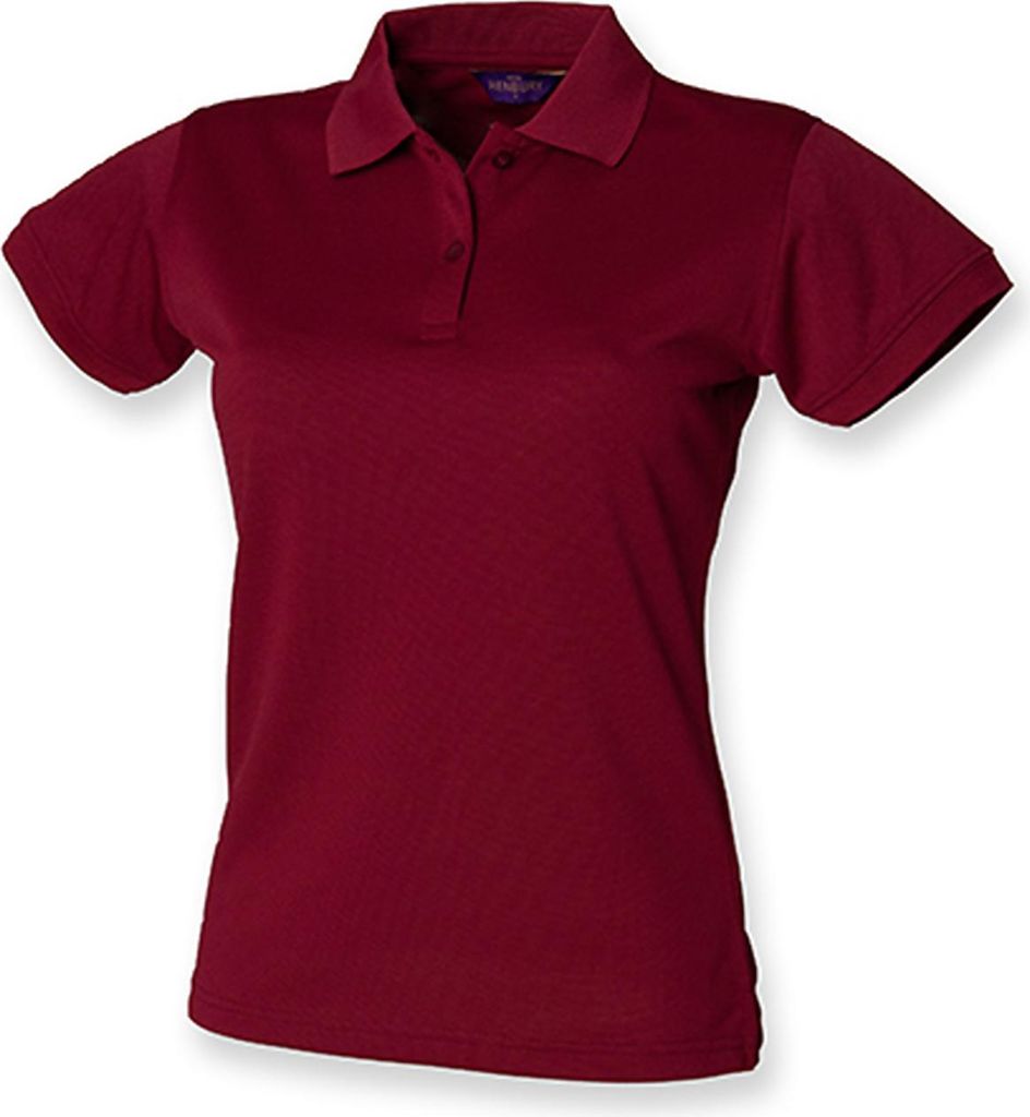 Henbury H476 | Damen Coolplus Wicking Polo Shirt / Mikro-Piqué - Farbe: Burgundy - Größe: XS