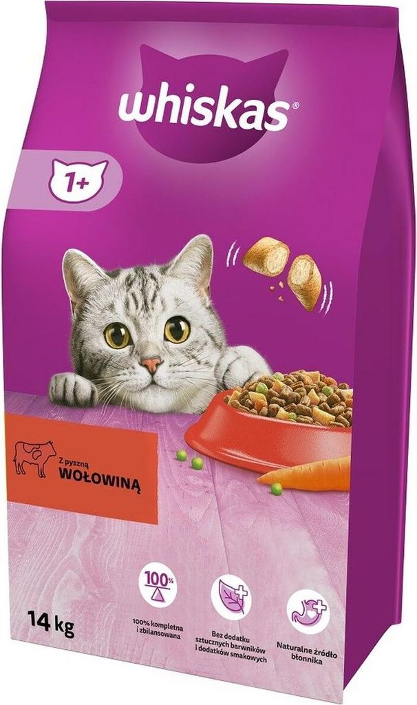 WHISKAS Adult Beef - Trockenfutter für Katzen - 14 kg Produktbild 