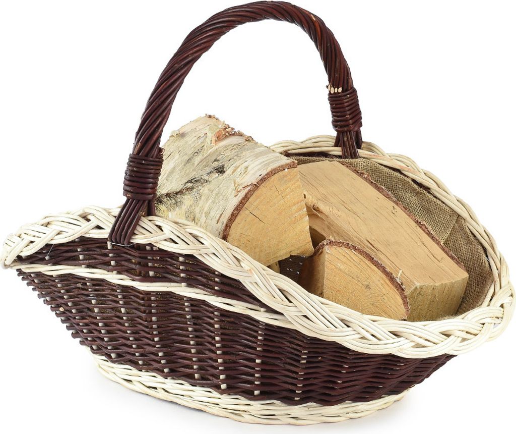JIPRO Weidenkorb für den Kamin Hout I. - B 58 x T 37 x H 23/38(cm)
