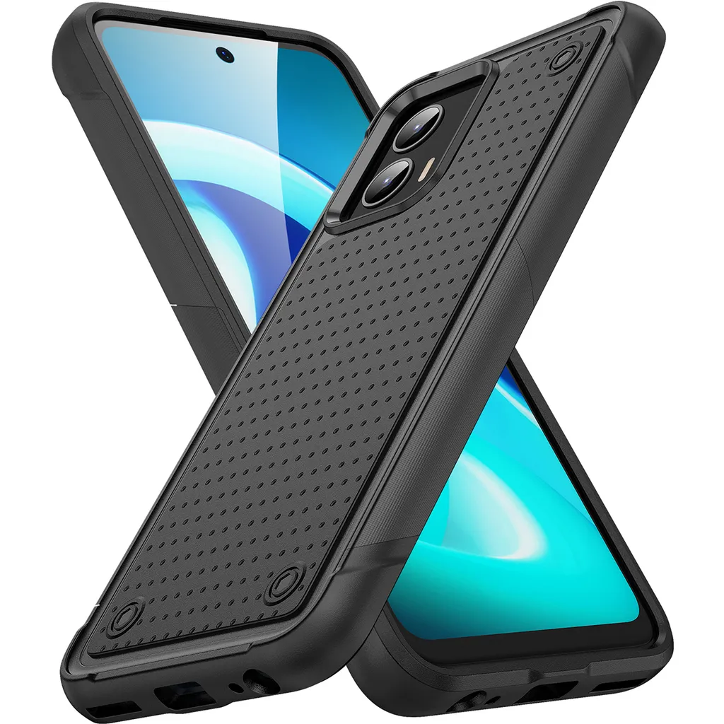 Custodia per Motorola Moto G (2023), qualità militare, custodia ibrida antiurto 2in1 in PC rigido e TPU morbido nero