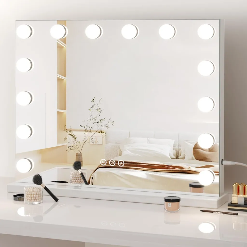 Miroir Lumineux avec 14 LED pour Coiffeuse 3 Modes d'Éclairage Réglables