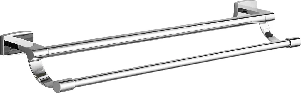 Porte-serviettes Zoja double barre en métal chromé, robuste et stable